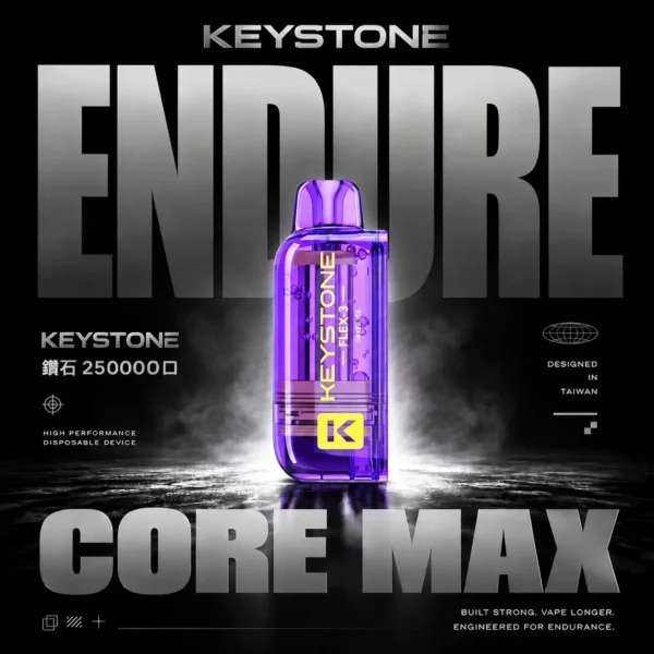 ChatGPT Image 2026年8月7日 下午07_03_40 超值特價【買一盒煙彈送主機】KEYSTONE FLEX-3 鑰石 25000口拋棄式電子煙套裝|三段功率調節設計 透明油艙搭配旗艦級換彈體驗